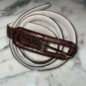 Nancy Gonzalez Brown Crocodile Skinny Leather Belt